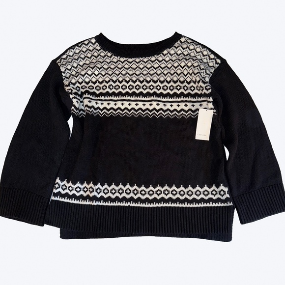 KAREN KANE Fair Isle Jacquard Black and Off White Sweater sz XL - Picture 5 of 8